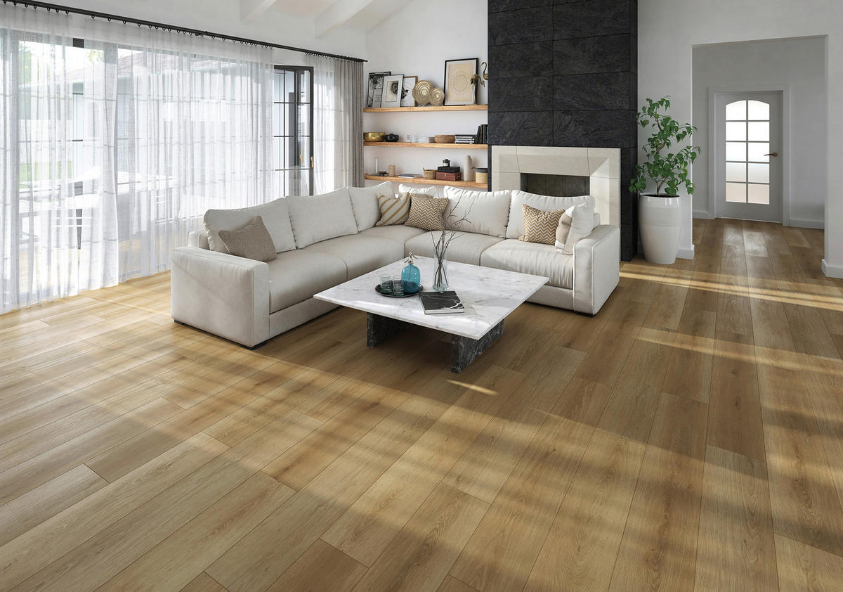 VINYLBODEN Eiche Akustik  per  m² - Eichefarben, KONVENTIONELL, Kunststoff (123,5/19,2/0,8cm) - Venda