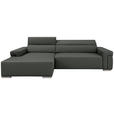 ECKSOFA DUA in Echtleder Anthrazit  170/293 cm  - Chromfarben/Anthrazit, Design, Leder/Metall (170/293cm) - Novel