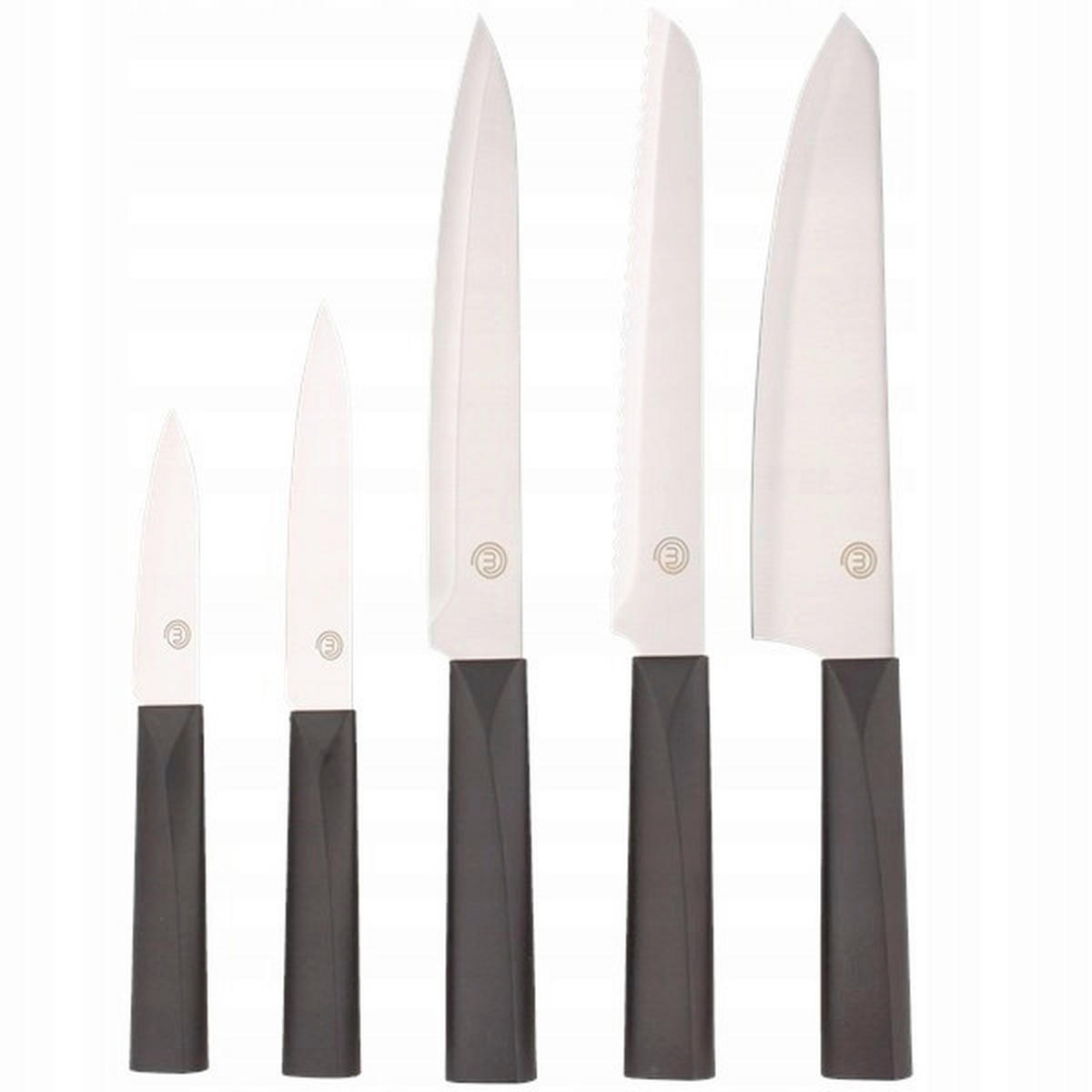 SET NOŽEVA      5 delova  - srebrna/crna, Osnovno, metal/plastika