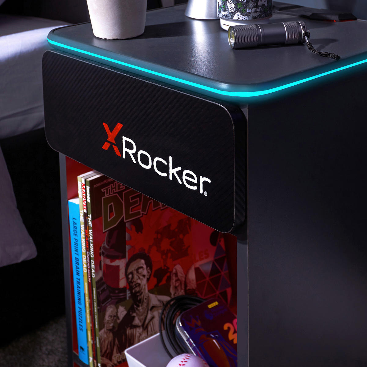 NOČNÝ STOLÍK červená, čierna - čierna/červená, Modern, kompozitné drevo/plast (36/54/33cm) - X Rocker