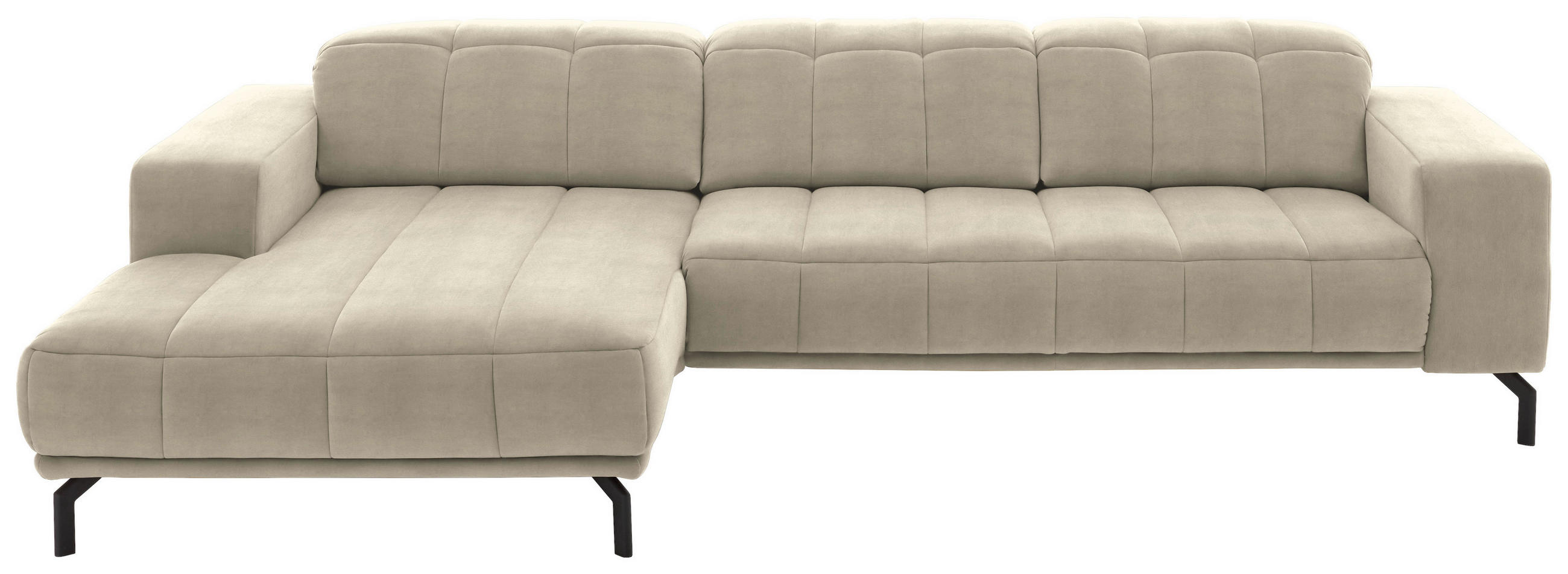 ECKSOFA Creme Velours  - Creme/Schwarz, Design, Textil/Metall (195/293cm) - Beldomo Style