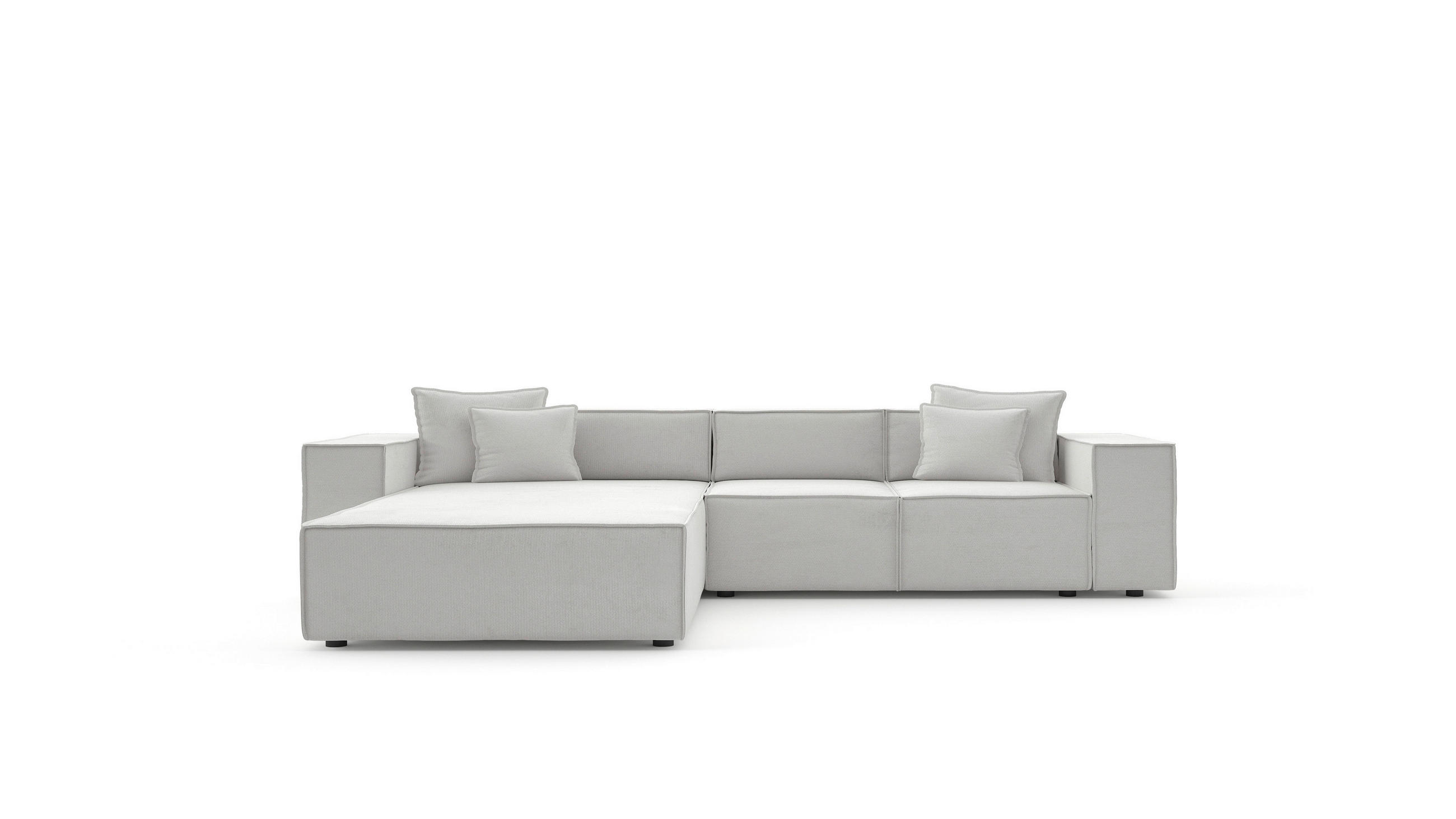 ECKSOFA Grau Chenille Zierkissen, Rücken echt  - Schwarz/Grau, MODERN, Kunststoff/Textil (180/265cm) - Milino