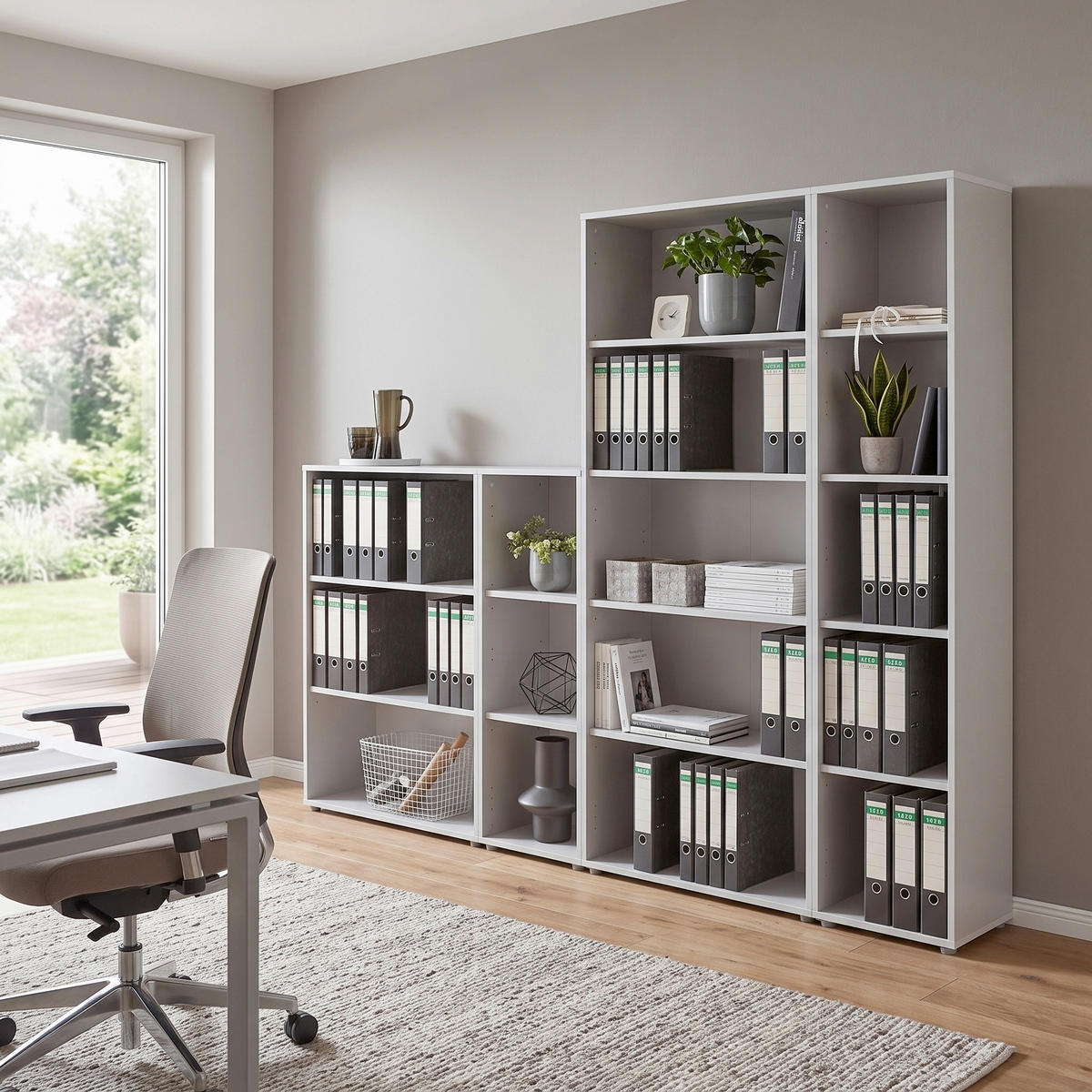 AKTENREGAL Grau  - Silberfarben/Grau, MODERN, Holzwerkstoff (257/185,6/33cm) - MID.YOU