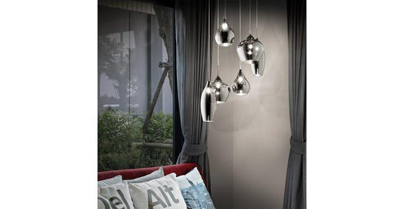 HÄNGELEUCHTE 60/30-135 cm - Grau, Design, Glas/Metall (60/30-135cm) - Dieter Knoll