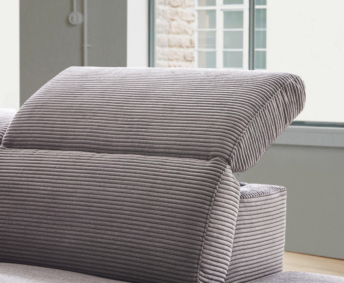 ECKSOFA in Cord Dunkelgrau  - Dunkelgrau/Schwarz, Design, Textil (290/223cm) - Pure Home Lifestyle