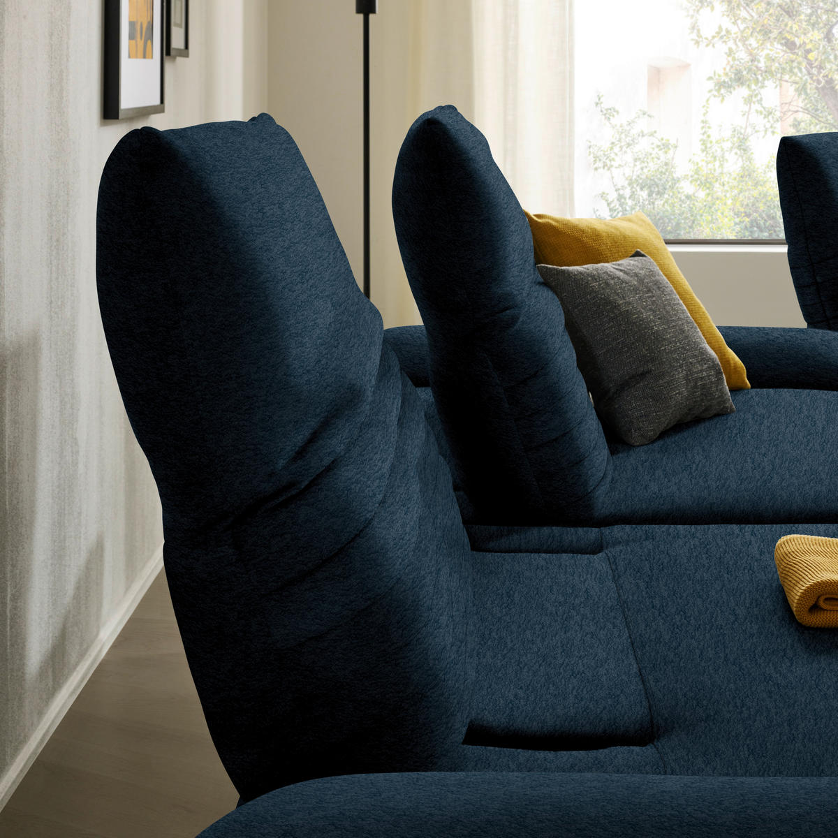 ECKSOFA  in Teddystoff Dunkelblau  170-195/280 cm  - Schwarz/Dunkelblau, Design, Textil/Metall (170-195/280cm) - Dieter Knoll