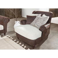 XXL-SESSEL Chenille, Lederlook, Mikrofaser Dunkelbraun, Beige  - Dunkelbraun/Beige, Romantik / Landhaus, Holz/Textil (125/102/138cm) - Landscape