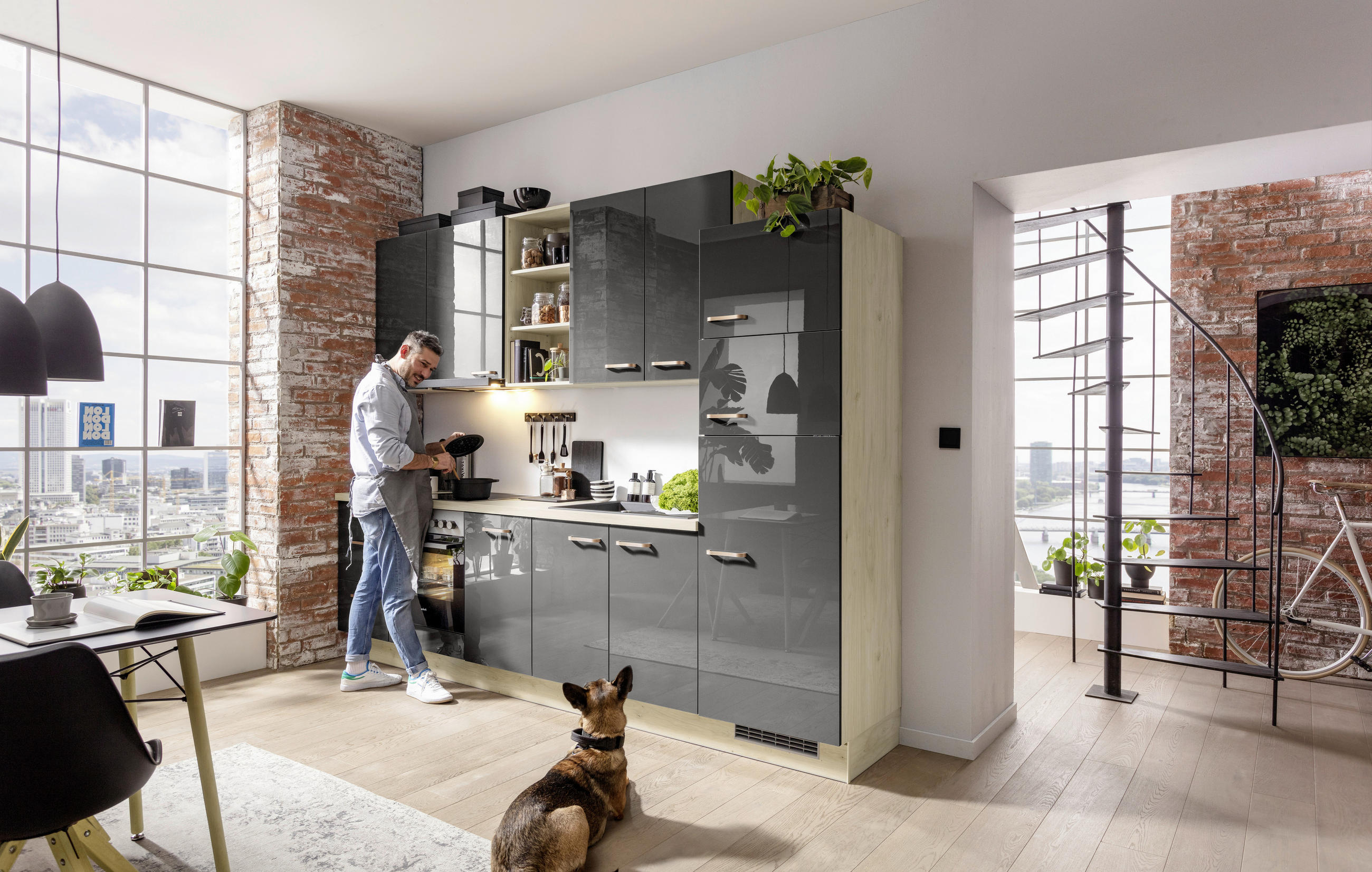 Thumbnail - Venda Küchenleerblock VE 405, Graphit, Eiche, Metall, 1 Schublade(n) Schubladen, nur wie online abgebildet bestellbar, 3...