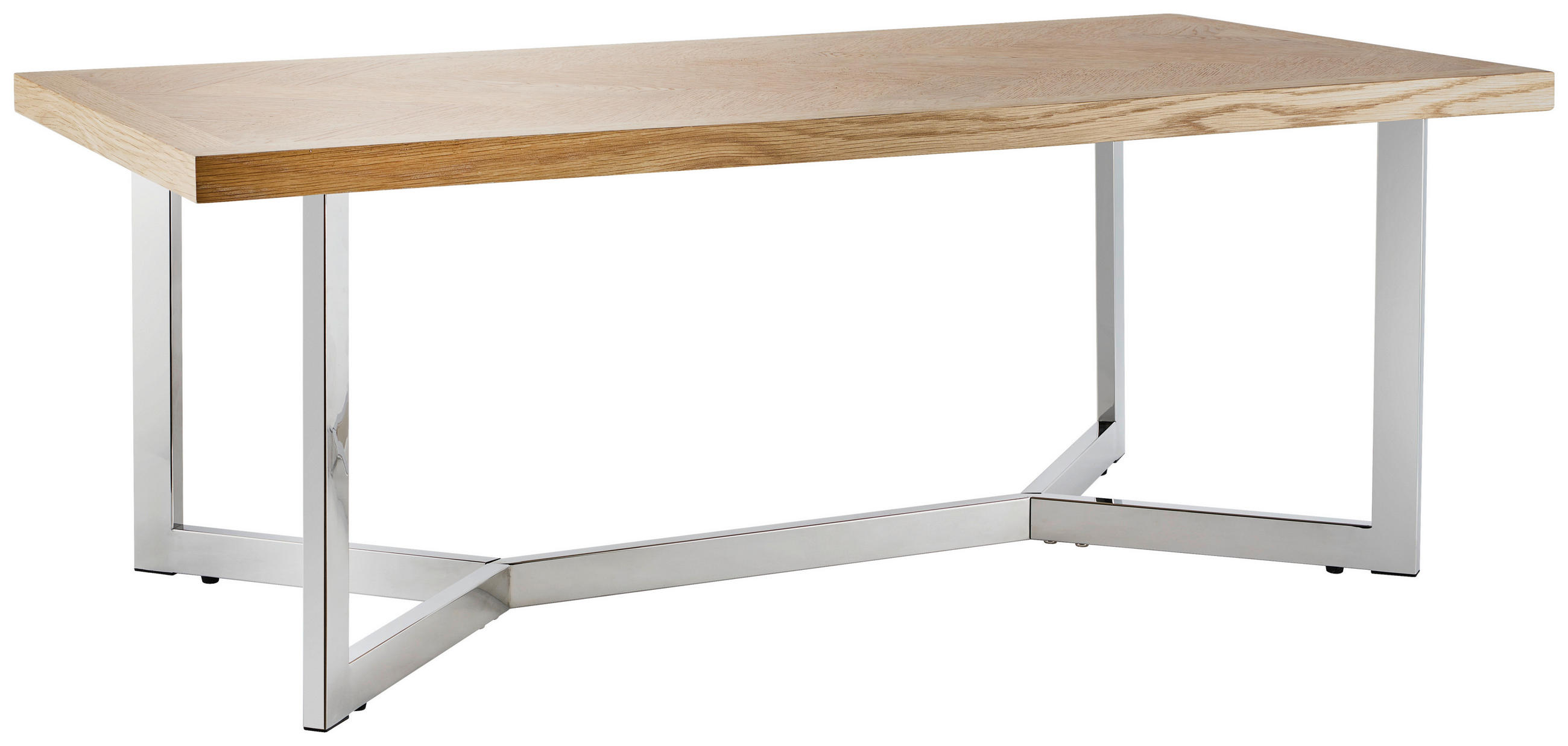 COUCHTISCH Eiche furniert rechteckig Eichefarben, Edelstahlfarben  - Edelstahlfarben/Eichefarben, Design, Holz/Holzwerkstoff (120/44/60cm) - Livetastic