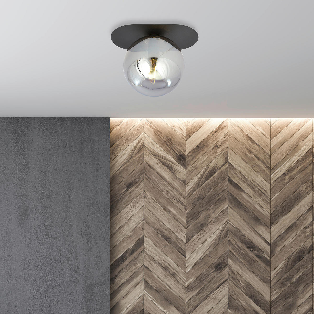 DECKENLEUCHTE 20/14/18 cm  - Schwarz, KONVENTIONELL, Glas/Metall (20/14/18cm)