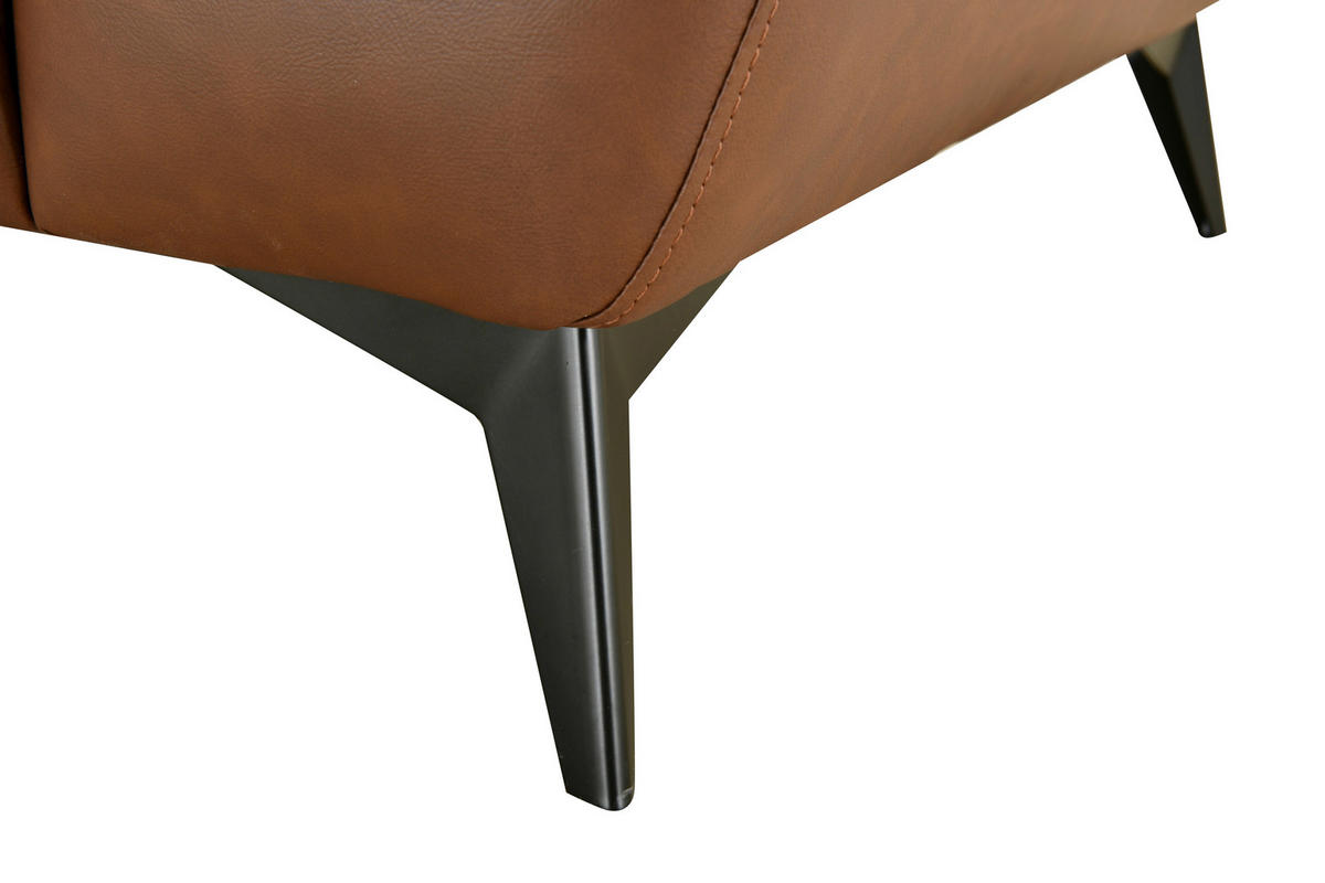 ECKSOFA Braun Echtleder Lederlook  - Schwarz/Braun, Design, Leder/Textil (266/86/120cm) - MID.YOU