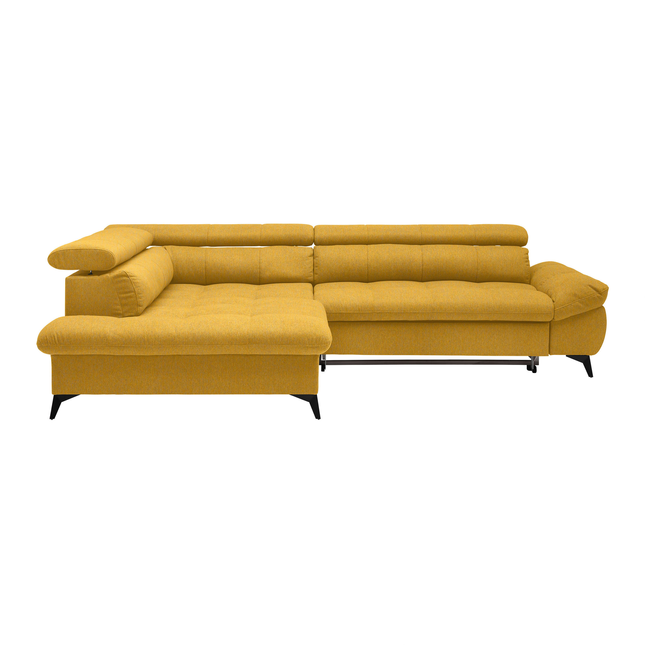 ECKSOFA in Chenille Senfgelb  - Senfgelb/Schwarz, Modern, Textil/Metall (201/296cm) - Livetastic
