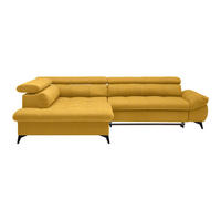 ECKSOFA in Chenille Senfgelb  - Senfgelb/Schwarz, Modern, Textil/Metall (201/296cm) - Livetastic