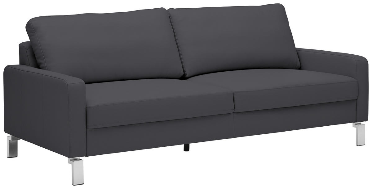 2-SITZER-SOFA in Echtleder Dunkelgrau, Fango  - Chromfarben/Fango, Design, Leder/Metall (184/81/97cm) - Pure Home Lifestyle