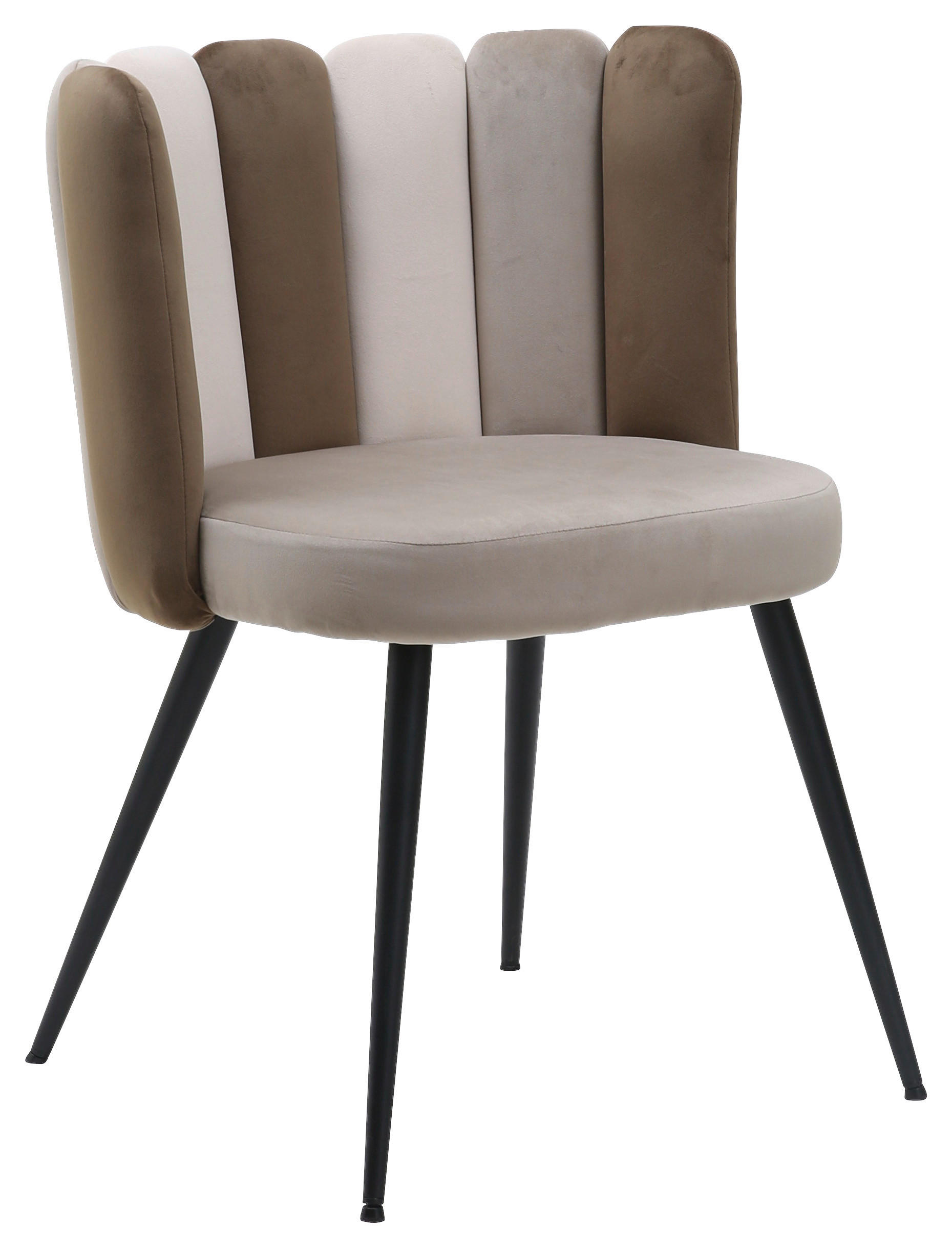 STUHL Samt Braun, Beige  - Beige/Schwarz, Design, Textil/Metall (58,5/79/55,5cm) - home24