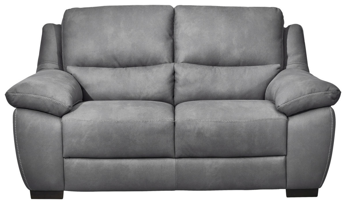 2-SITZER mit elektr.Funktion in Webstoff Grau  - Wengefarben/Weiss, Konventionell, Holz/Textil (173/96/99cm) - Livetastic