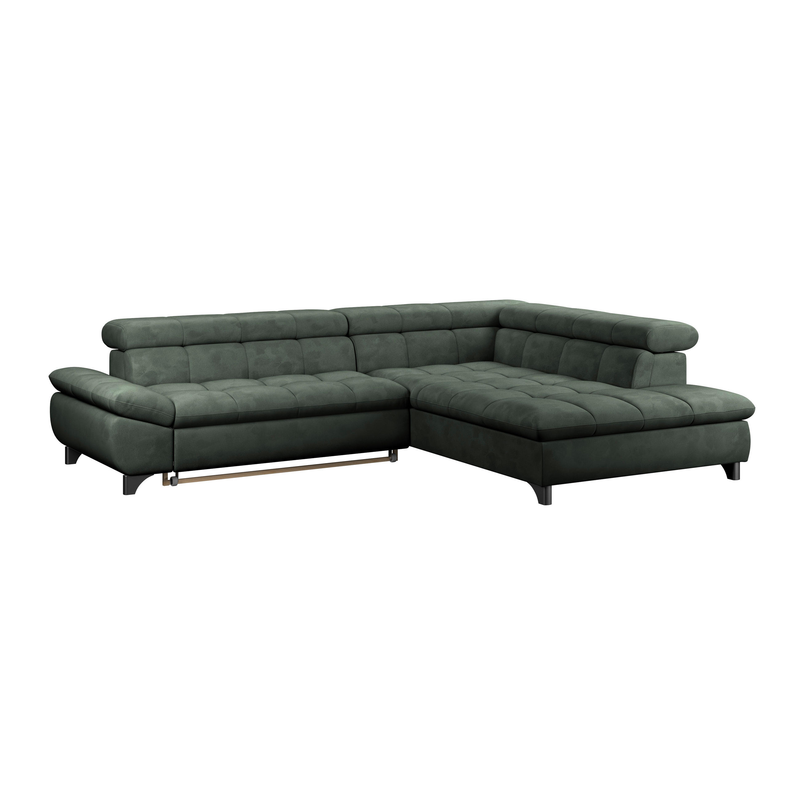ECKSOFA Grün Chenille  - Chromfarben/Grün, KONVENTIONELL, Textil/Metall (312/234cm) - Livetastic