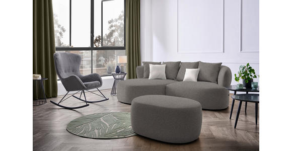 ECKSOFA  in Plüsch Graphitfarben  166/235 cm  - Creme/Schwarz, MODERN, Kunststoff/Textil (166/235cm) - Hom`in