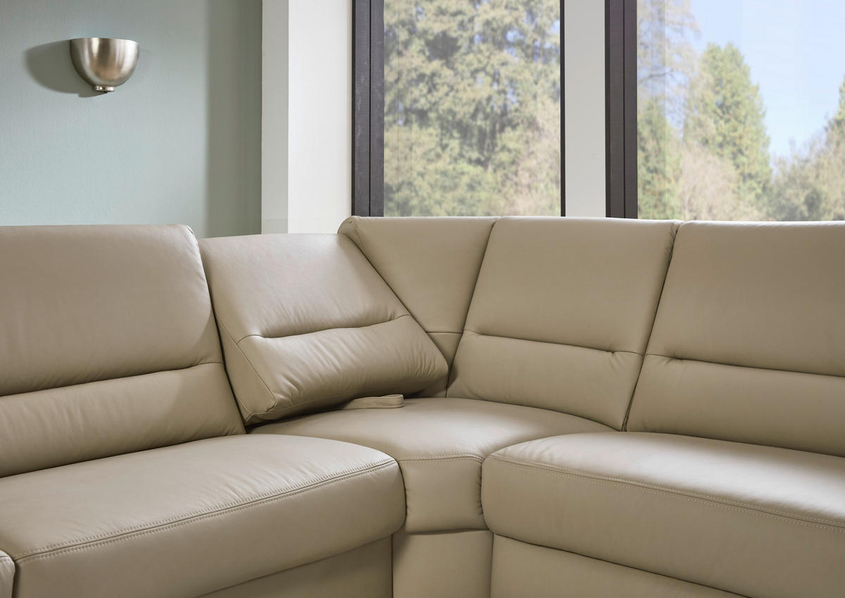ECKSOFA in Echtleder Perlmutt  - Perlmutt/Schwarz, Konventionell, Leder/Metall (290/247cm) - Beldomo Premium