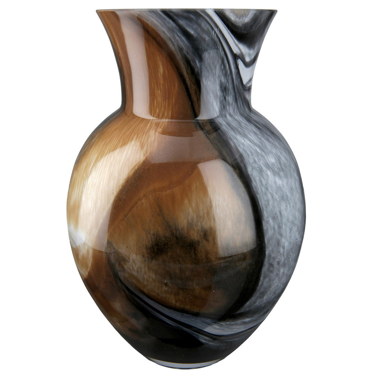 VASE Draga  - Hellbraun/Dunkelgrau, Basics, Glas (18,5/25/18,5cm)