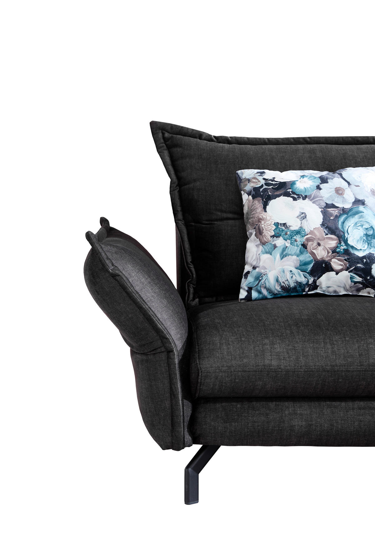 ECKSOFA in Velours Anthrazit  - Türkis/Anthrazit, Modern, Textil/Metall (255/180cm) - Livetastic