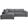 ECKSOFA Dunkelgrau Cord  - Dunkelgrau/Schwarz, Design, Kunststoff/Textil (224/265cm) - Hom`in