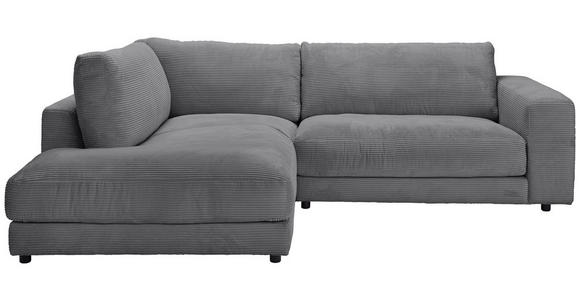 ECKSOFA in Cord Dunkelgrau  - Dunkelgrau/Schwarz, Design, Kunststoff/Textil (224/265cm) - Hom`in