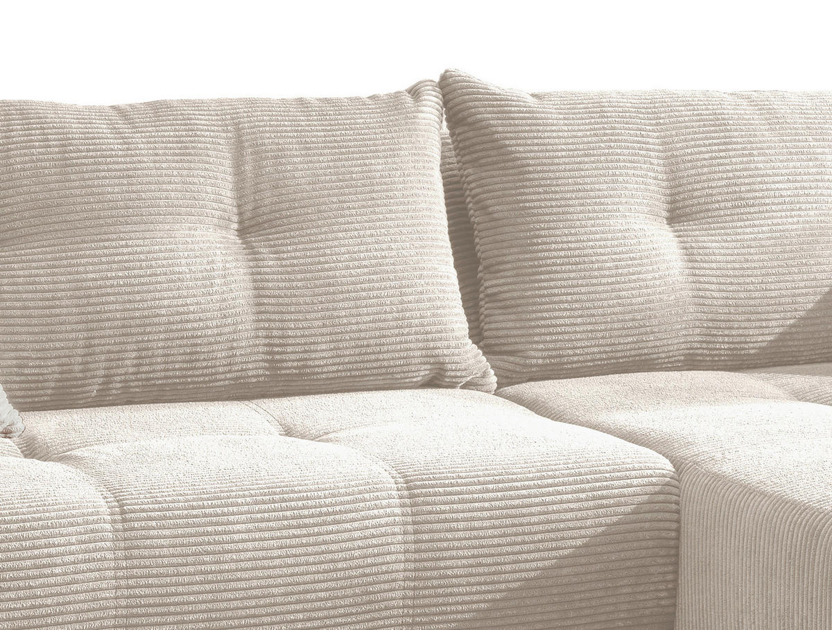 ECKSOFA Cord Beige  - Beige/Schwarz, Modern, Holz/Textil (246/177cm) - MID.YOU