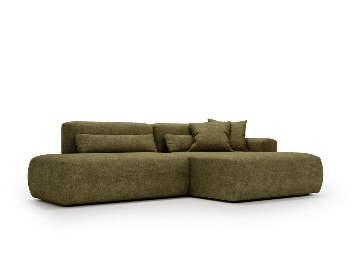 ECKSOFA REVE in Chenille Grün  284/160 cm  - Schwarz/Grün, Design, Kunststoff/Textil (284/160cm) - Livetastic