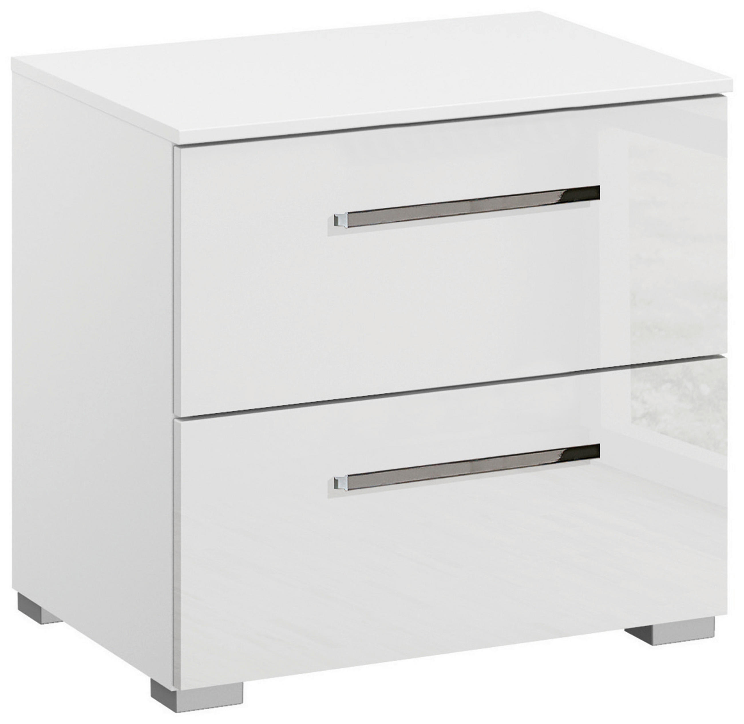 NACHTSCHRANK 50/49/42 cm  - Chromfarben/Weiß Hochglanz, Design, Holzwerkstoff/Kunststoff (50/49/42cm) - Novel