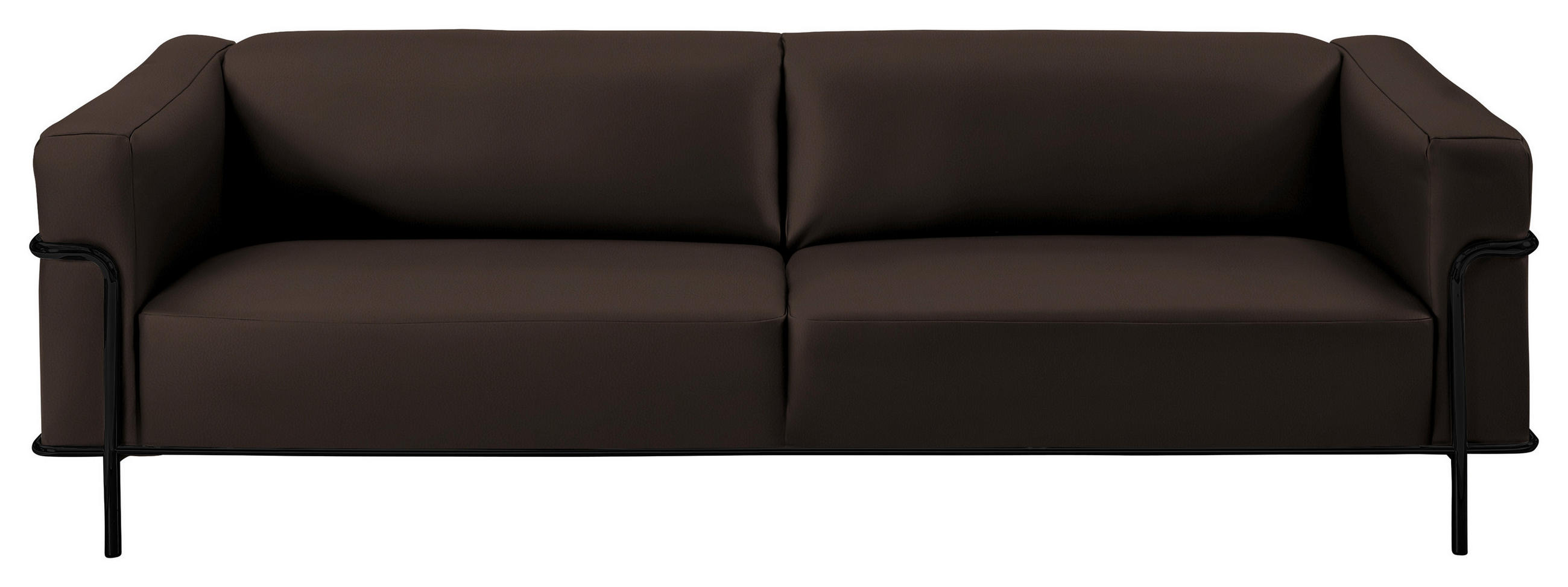 3-SITZER-SOFA in Echtleder Dunkelbraun - Dunkelbraun/Schwarz, Design, Leder/Metall (236/67/96cm) - Johann Jakob