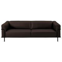 3-SITZER-SOFA in Echtleder Dunkelbraun  - Dunkelbraun/Schwarz, Design, Leder/Metall (236/67/96cm) - Johann Jakob
