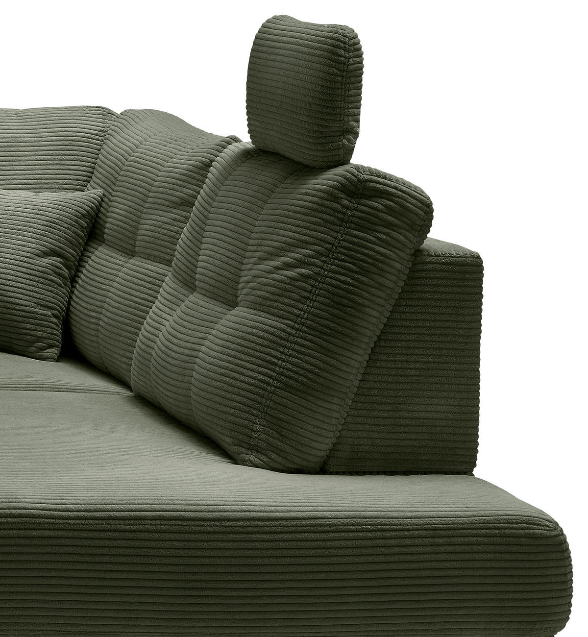 ECKSOFA in Cord Dunkelgrün  - Dunkelgrün/Naturfarben, Modern, Holz/Textil (274/206cm) - Livetastic