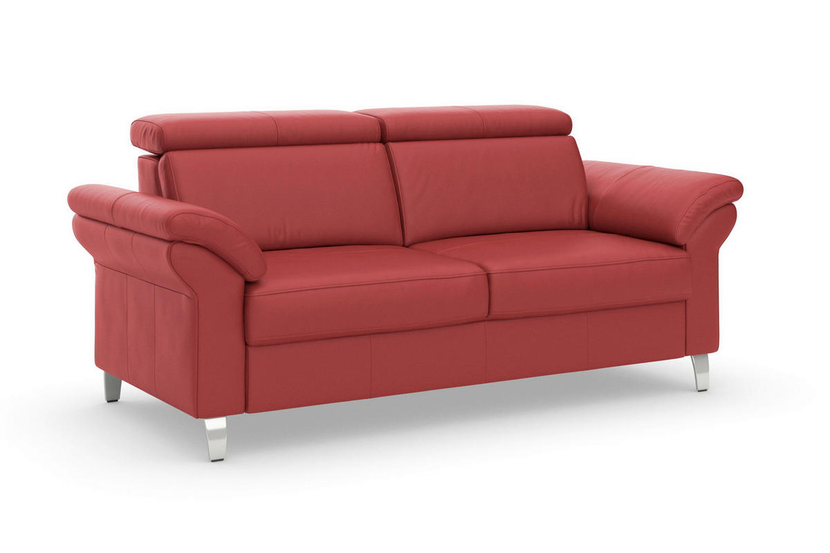 3-SITZER-SOFA ARNGAST E Echtleder Rot  - Chromfarben/Rot, Basics, Leder/Metall (186/84/93cm) - Sit & More