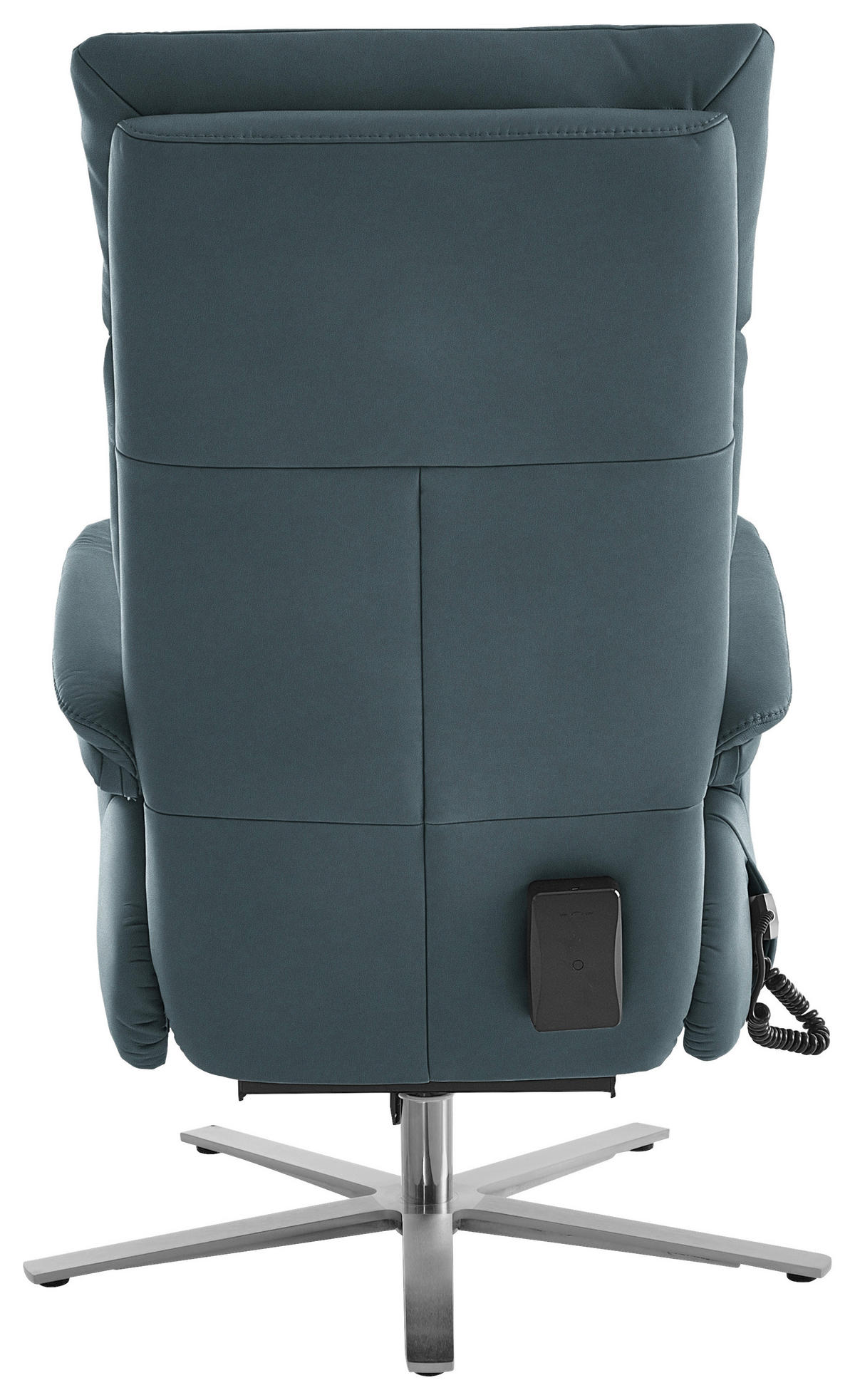 RELAXSESSEL in Leder Blaugrau  - Edelstahlfarben/Blaugrau, Design, Leder/Metall (70/124/85cm) - Cantus