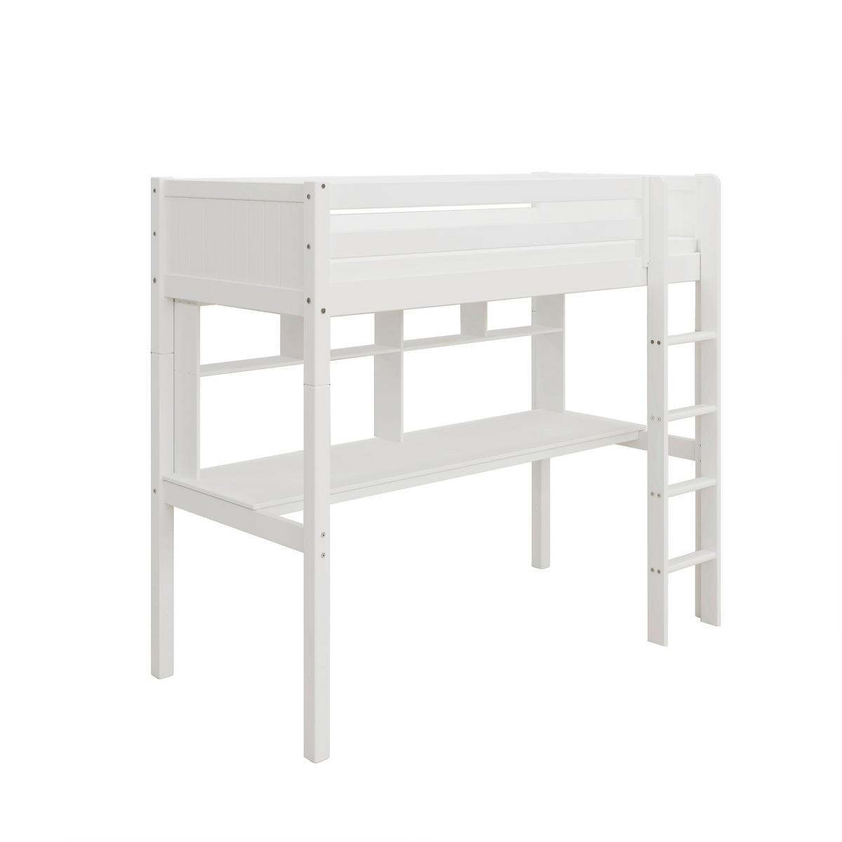 HOCHBETT 90/200 cm,  in Absturzsicherung, Leiter, Schreibtisch, Rollrost  - Weiß, MODERN, Holz (90/200cm) - Chameo