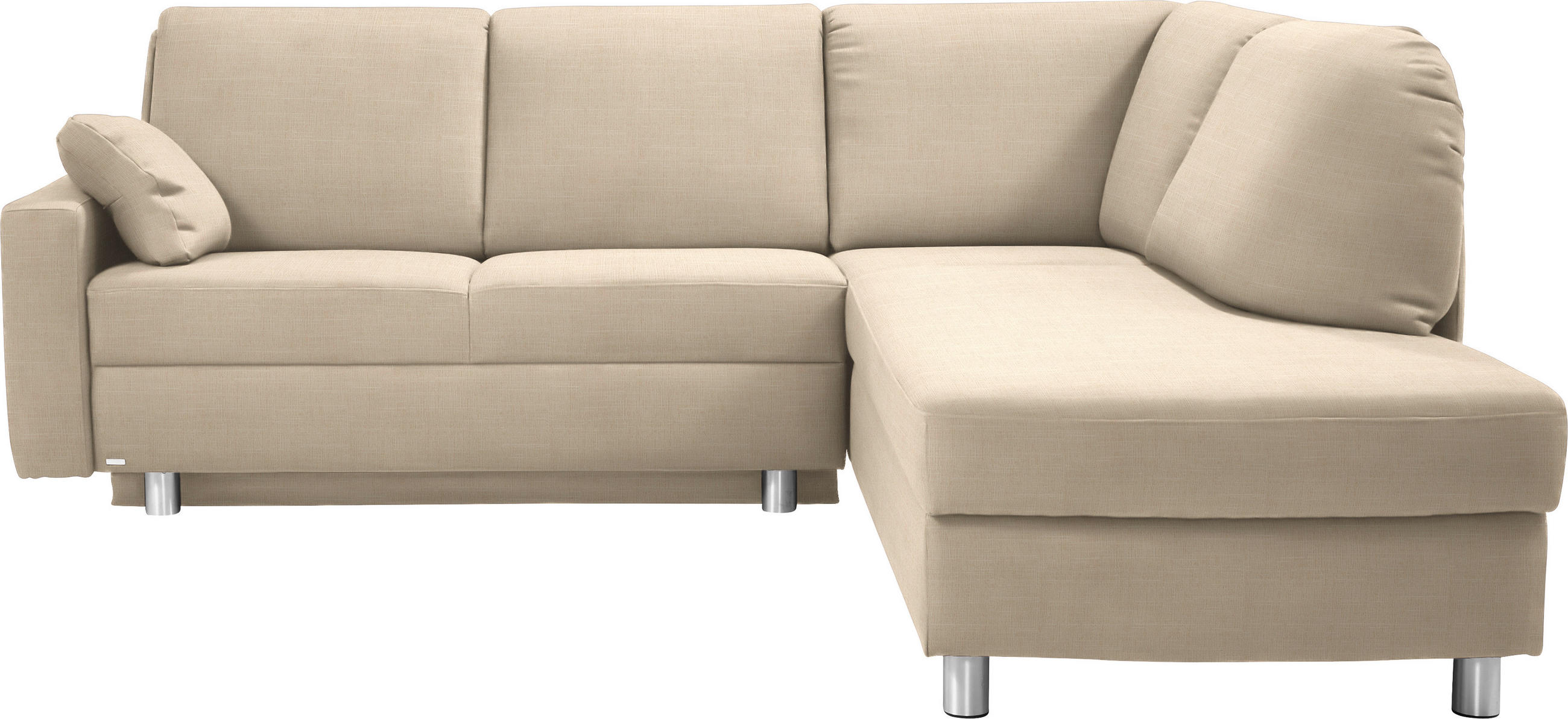 ECKSOFA 227/208 cm  in Chenille Creme Zierkissen, Armlehnenkissen  227/208 cm  - Creme/Alufarben, KONVENTIONELL, Textil/Metall (227/208cm) - Sedda