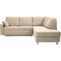 ECKSOFA 227/208 cm  in Chenille Creme Zierkissen, Armlehnenkissen  227/208 cm  - Creme/Alufarben, KONVENTIONELL, Textil/Metall (227/208cm) - Sedda