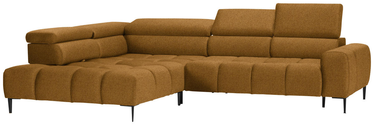 ECKSOFA in Webstoff Currygelb  - Currygelb/Schwarz, Design, Textil/Metall (216/300cm) - Welnova