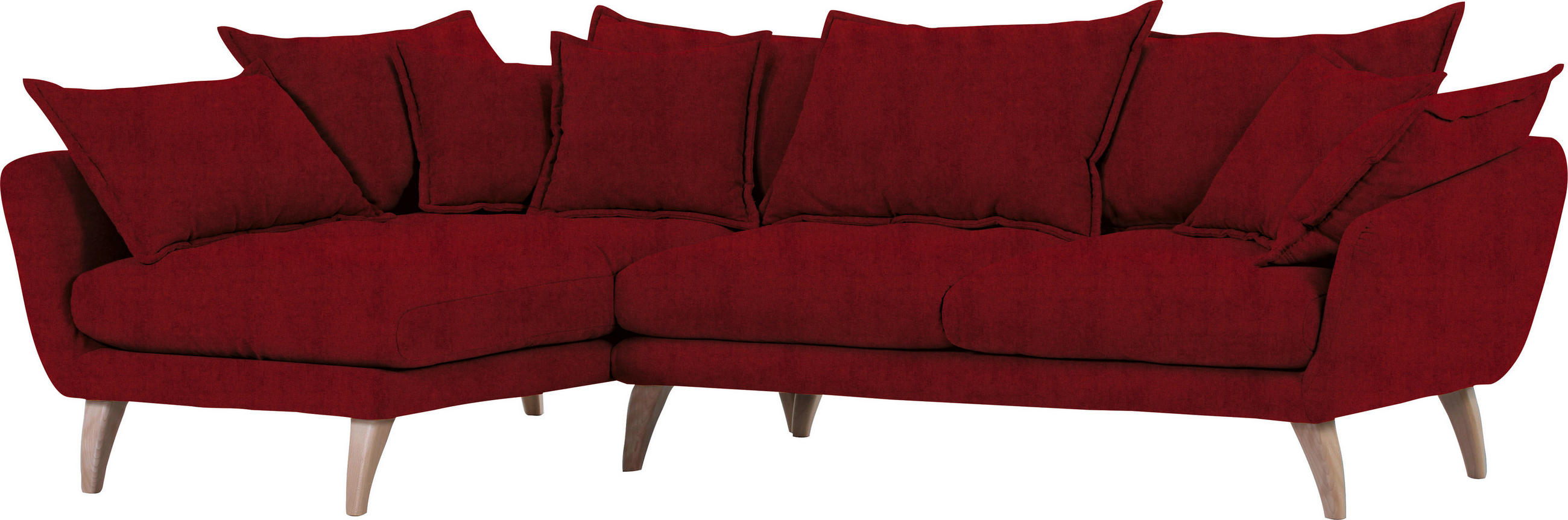 WOHNLANDSCHAFT in Flachgewebe Rot  - Rot/Naturfarben, Trend, Holz/Textil (267/170cm) - Ambia Home