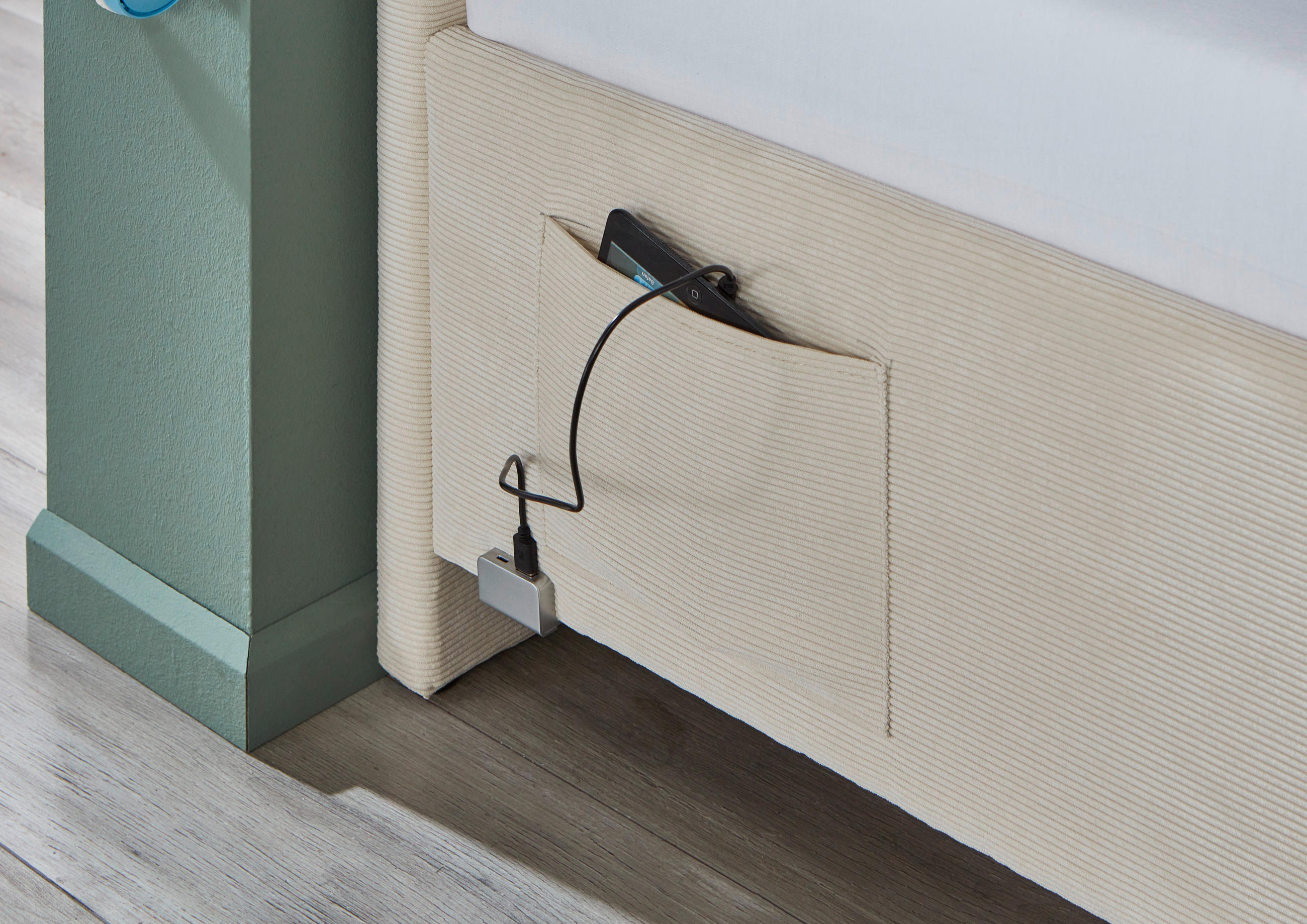 POLSTERBETT 140/200 cm  in Beige  - Eichefarben/Beige, KONVENTIONELL, Holz/Textil (140/200cm) - Stylife