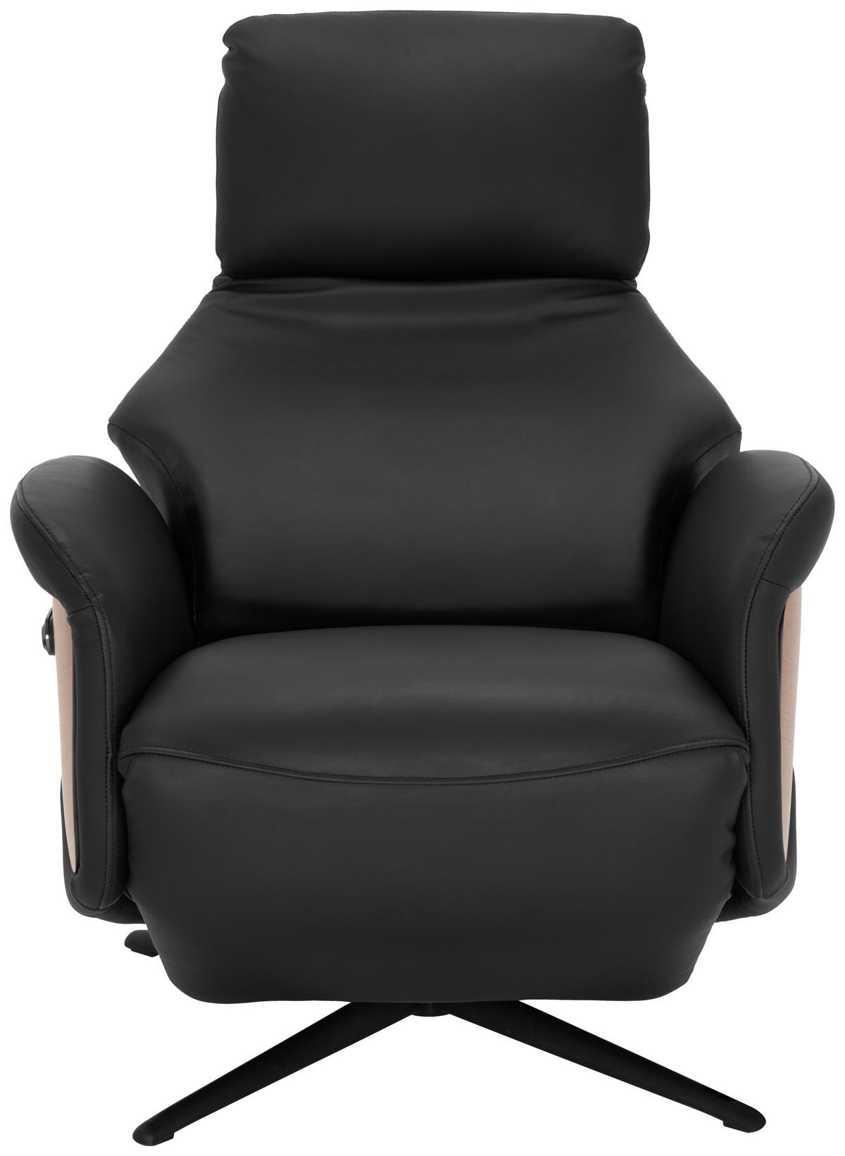 MASSAGESESSEL Echtleder Lederlook Schwarz    - Schwarz/Braun, KONVENTIONELL, Leder/Holzwerkstoff (75/112/85cm) - Livetastic