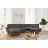 WOHNLANDSCHAFT ROCHELLE E in Flachgewebe Graphitfarben  - Schwarz/Graphitfarben, KONVENTIONELL, Textil/Metall (164/314/195cm) - Sit & More