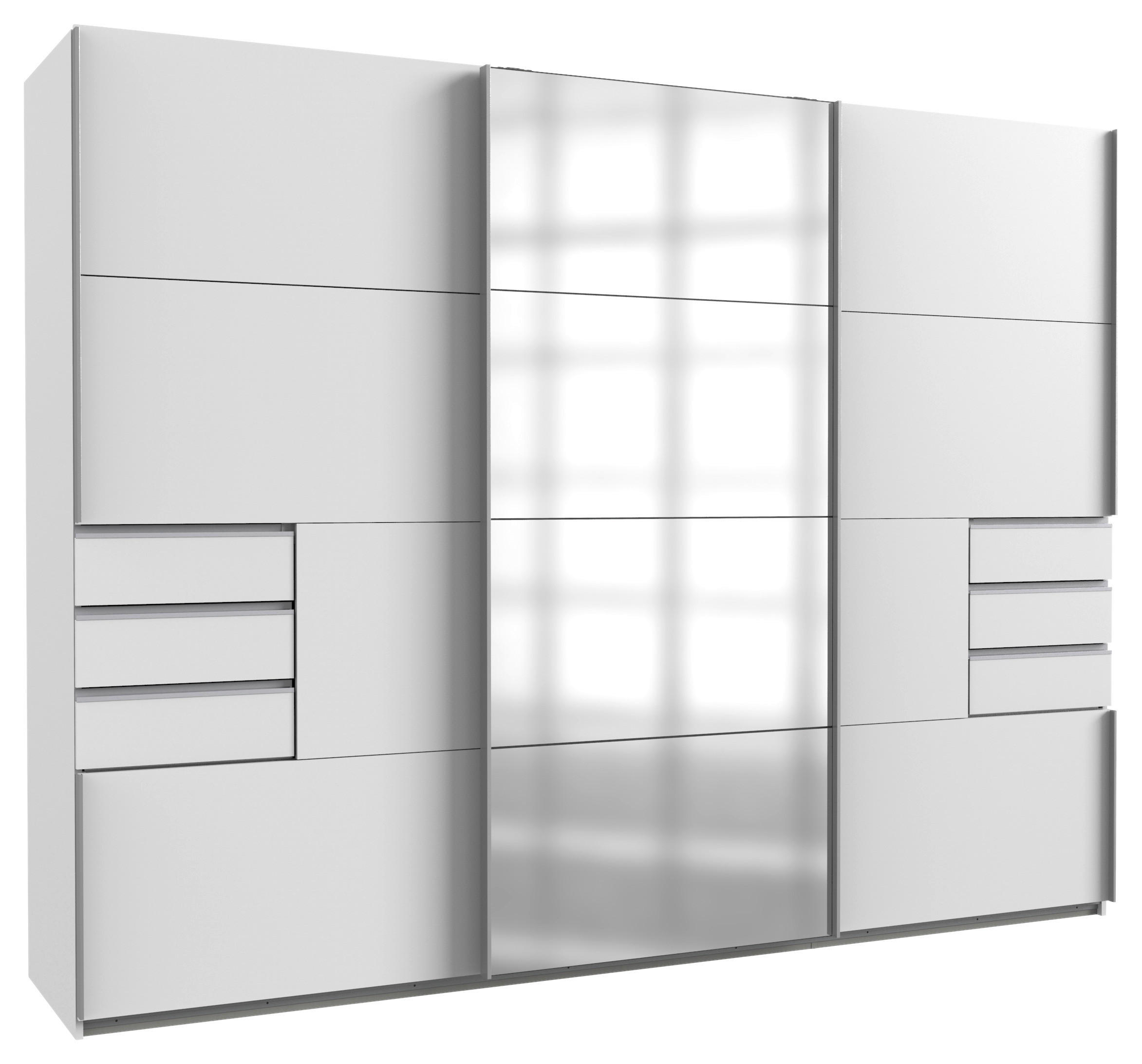 SCHWEBETÜRENSCHRANK 3-türig Weiß - Silberfarben/Weiß, KONVENTIONELL, Holzwerkstoff/Metall (270/210/64cm) - MID.YOU