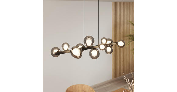 LED-HÄNGELEUCHTE Regulus 95/27/150 cm  - Schwarzbraun, Design, Glas/Metall (95/27/150cm) - Dieter Knoll