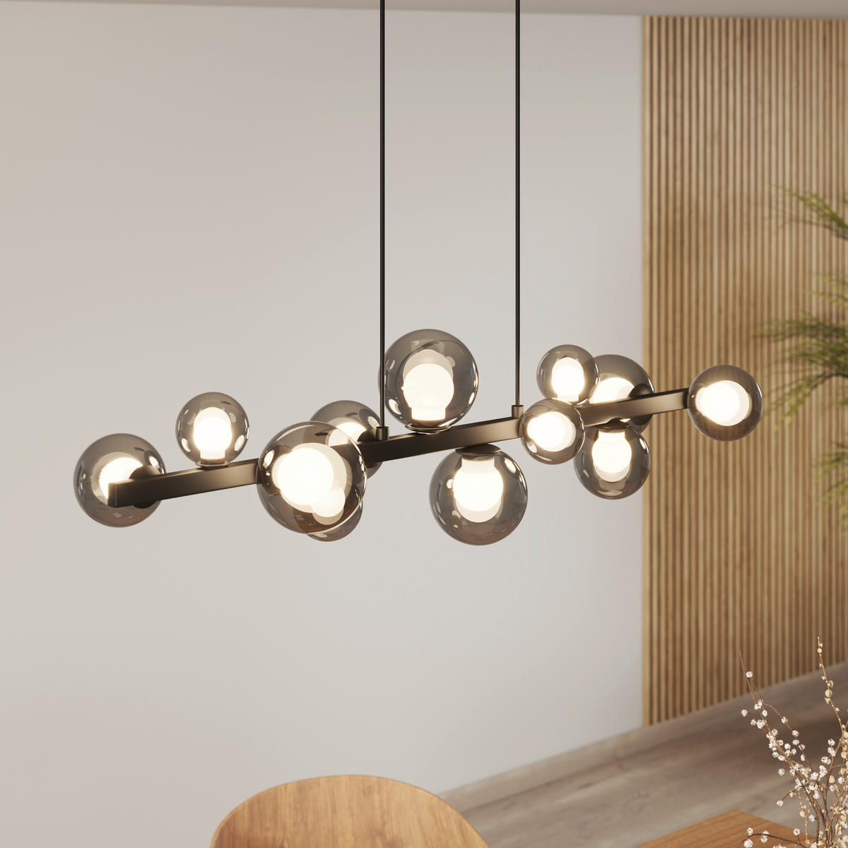Lampă Suspendată Cu Led 95/27/150 cm  - negru maroniu, Design, sticlă/metal (95/27/150cm) - Dieter Knoll