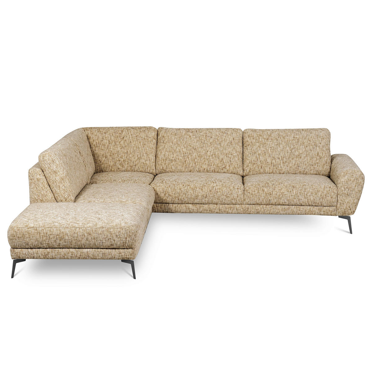 ECKSOFA  Webstoff Hellbraun  - Hellbraun/Schwarz, Design, Textil/Metall (250/273cm) - Livetastic