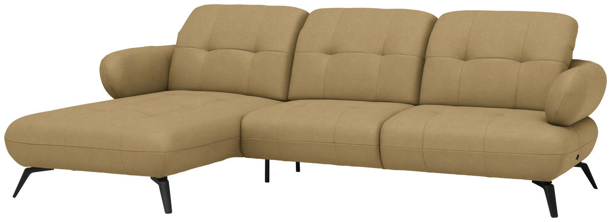 ECKSOFA Flachgewebe Honig  - Schwarz/Honig, Modern, Textil/Metall (180/282cm) - Novel