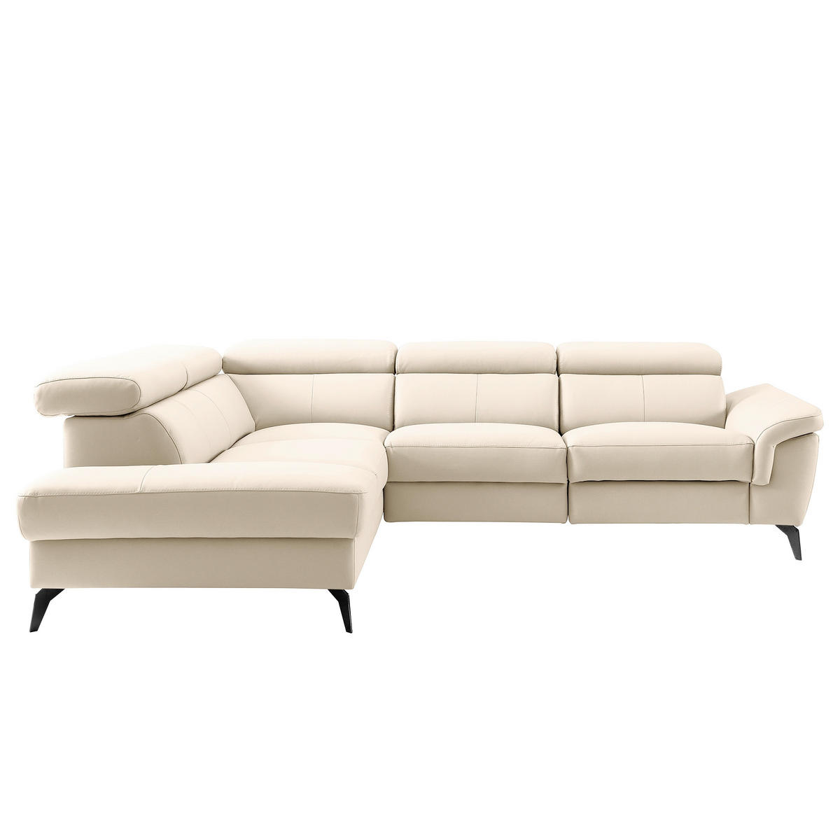 ECKSOFA SONO in Lederlook Echtleder Grau Armteilverstellung, Kopfteilverstellung  210/265 cm  - Schwarz/Grau, Design, Leder/Textil (210/265cm) - Livetastic