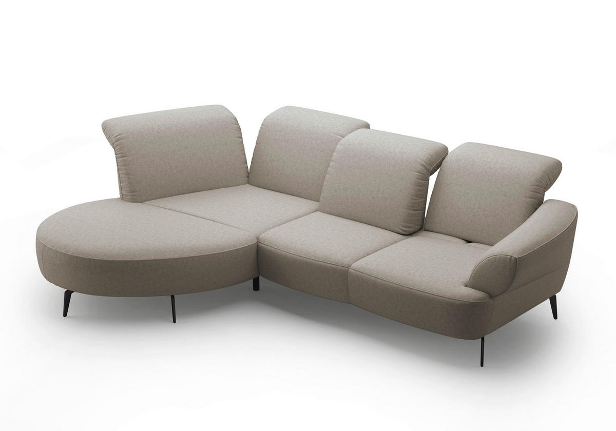 ECKSOFA DANCE E Taupe Flachgewebe  - Taupe/Schwarz, MODERN, Textil/Metall (208/313cm) - Sit & More